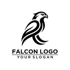 Fototapeta premium Elegant Black White Falcon Logo Design.