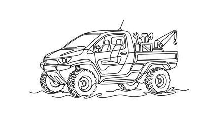 Fototapeta premium One Line Drawing Tow Truck Isolated Vehicle Illustration