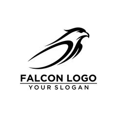 Fototapeta premium Stylized Black Falcon Logo Design Vector.
