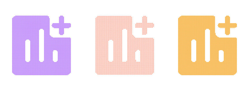 Add chart icons with plus symbol displayed in dotted patterns on transparent background