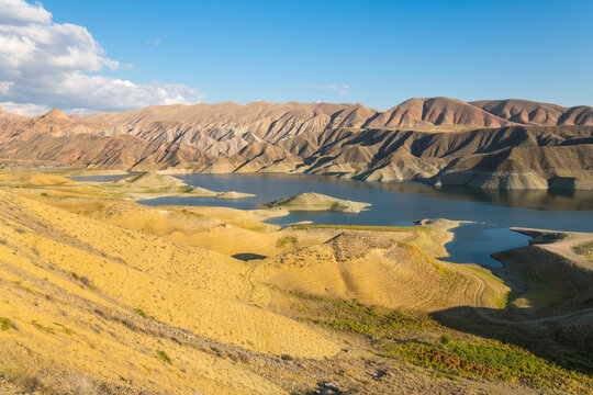 Panoramic view of the Azat reservoir in Armenia