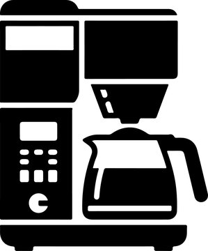 Modern Coffee Maker Appliance Icon &ndash; Solid Black and White Vector Symbol