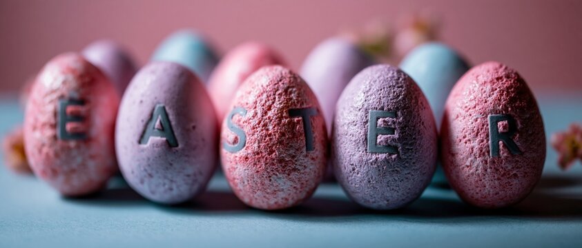 Pastel Easter Eggs Spelling Easter Word