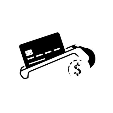 Credit card inserted into a payment terminal icon illustration with pos machine