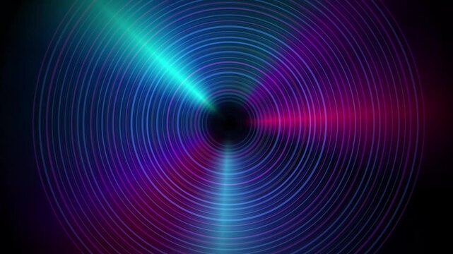 Neon concentric circles radiating vibrant pulsing light patterns