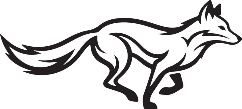 Dynamic fox running silhouette in motion against a white background vector illustration