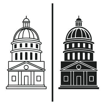 Minimalist black and white church set with domes and crosses