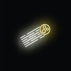 Abstract simple bright yellow meteor or comet icon with white trail © anatolir