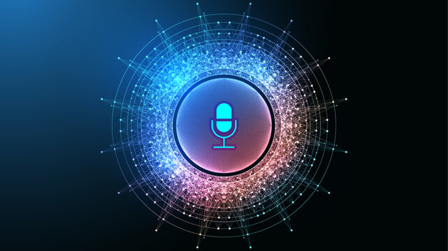 Voice assistant concept. Vector sound wave. Voice and sound recognition equalizer wave flow background. Personal assistant and voice recognition concept gradient vector illustration.