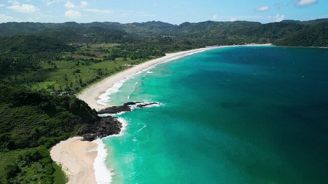 Paradise Bay Tropical Coastline Aerial View Lombok Indonesia