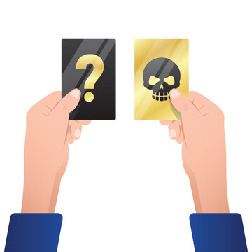 Hands Holding Mystery and Death Cards Vector Illustration