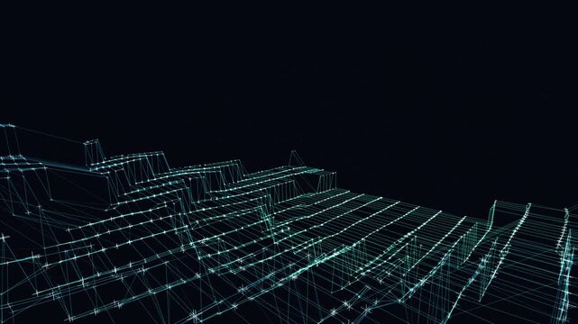 Data network topology reorganizes in a seamless looping background