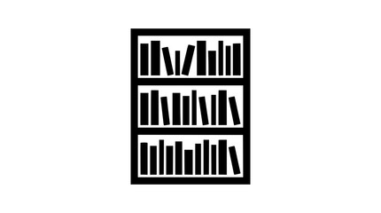 Obraz premium Minimalist Bookshelf Icon with Books on Three Shelves Vector Illustration