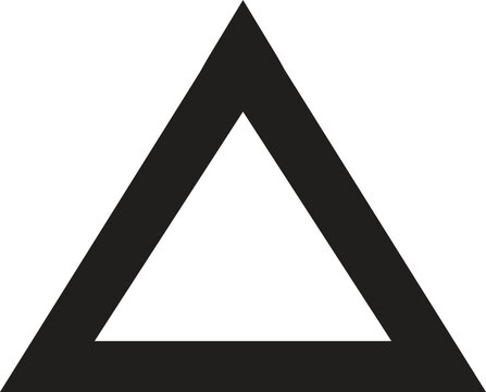 Black triangle outline play or warning shape vector icon