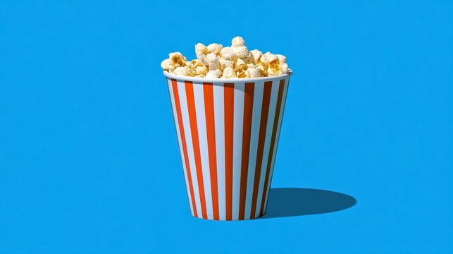 popcorn. Golden popcorn kernels in a bucket with crisp shadows and realistic texture. menu design, packaging mockups, designed for culinary blogs and recipe cards for restaurants.