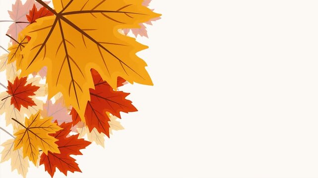 Autumn Leaves Decorative Corner Frame Animation on White Background