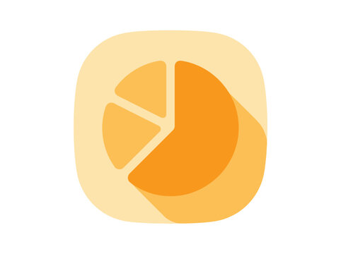 Orange pie chart icon with rounded square background and long shadow