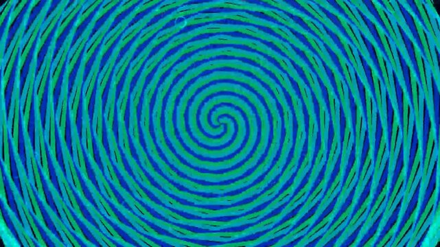Hypnotic Blue and Green Hand-Drawn Scribble Spiral Animation Background.