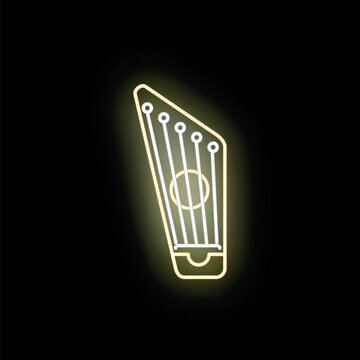Traditional stringed instrument gusle glowing with neon light