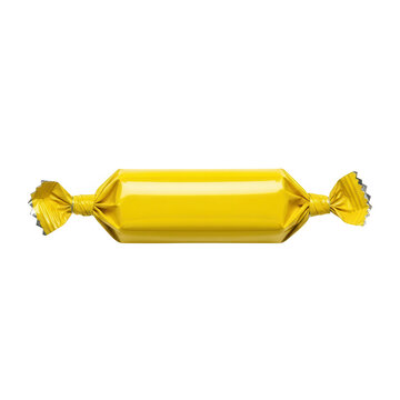 Golden wrapped hard candy with twisted ends