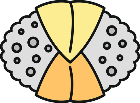 Japanese tamago gunkan maki sushi roll illustration with rice