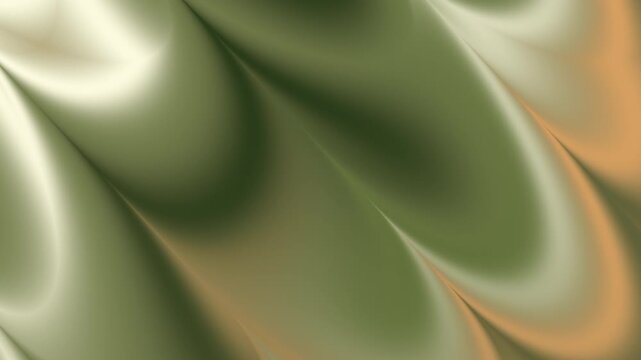 Abstract olive green and bronze 3D liquid silk draped background for elegant luxury presentations
