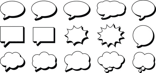 Fototapeta premium Speech Bubble Comic Book Dialog Cloud Minimal Flat Vector Graphic Illustration Set.