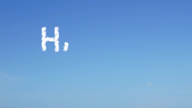 animated video of  HAVE FUN text, white cloud brush, on bright blue sky, 4k animation