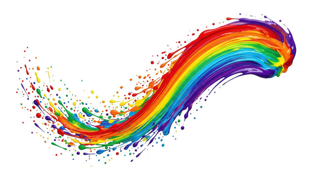 Vibrant rainbow paint splash isolated on transparent background