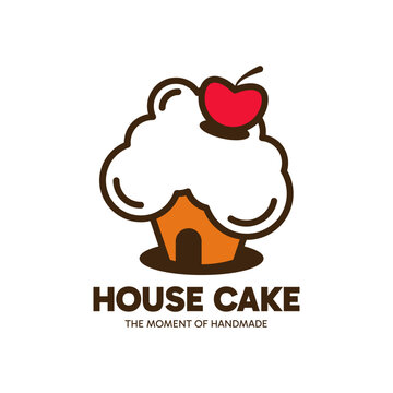 Cupcake House Logo with Cherry for Homemade Bakery
