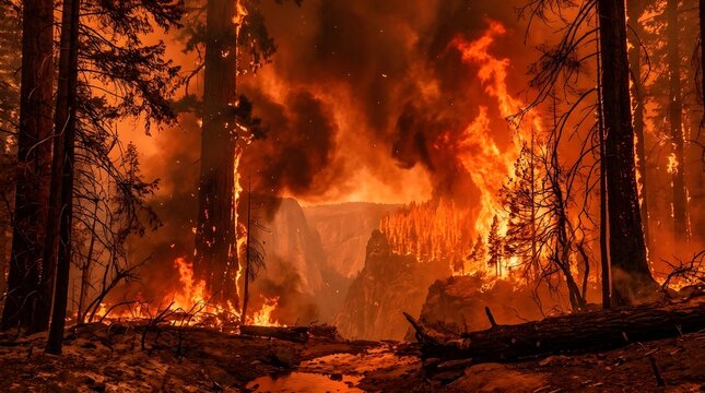 Intense Forest Fire with Out of Control Flames