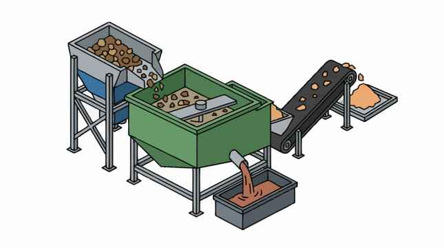 Industrial conveyor system for material processing and sorting.