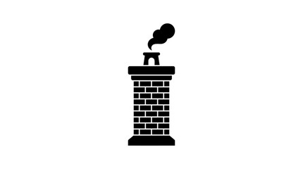 Obraz premium Brick chimney with smoke plume appears as a dark silhouette