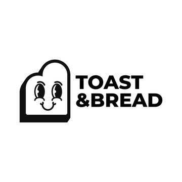 Cute Toast Bread Mascot Logo for Bakery Brand