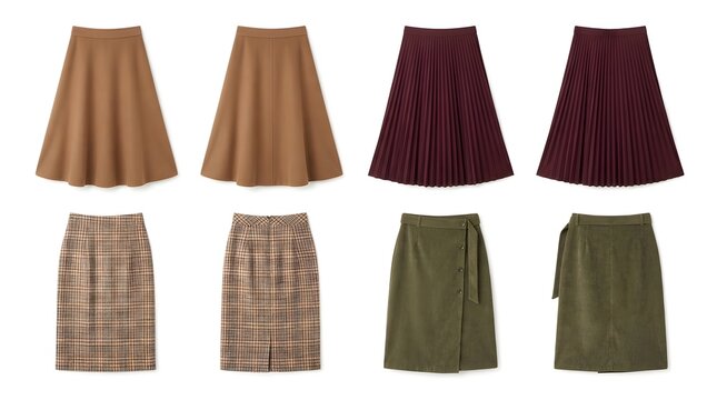 Women&rsquo;s Fall fashion skirt collection front and back views