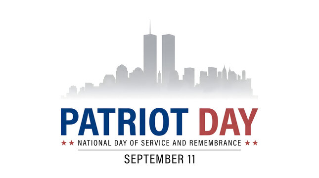 Patriot day graphic featuring the new york city skyline with the twin towers silhouette to commemorate the national day of service and remembrance