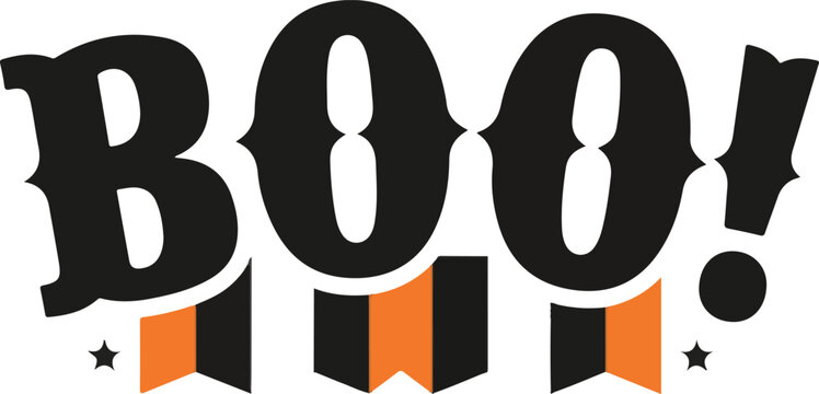 Retro halloween boo headline with hanging pennant banners