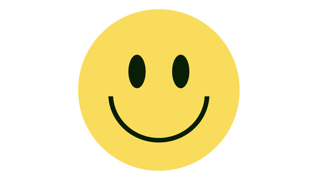 Yellow smiley face circle icon with happy expression on a white background emoticon joy graphic smile art face vector cheerful symbol positive emotion expression emoticon