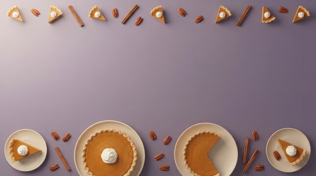 A beautifully detailed three dimensional rendering illustrates a classic canadian thanksgiving day celebration filled with warm autumnal hues and a bountiful delicious meal