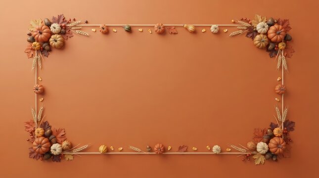 A stunning three dimensional thanksgiving day illustration set in canada with beautiful fall elements and inviting warm colors for cards and seasonal designs