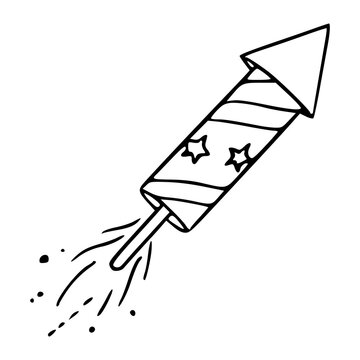 fireworks rocket line art vector illustration