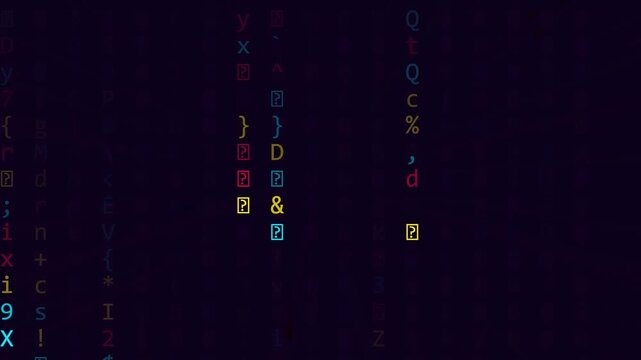 Abstract Digital Background with Multi-Layered Scrolling Alphanumeric Characters and Symbols.