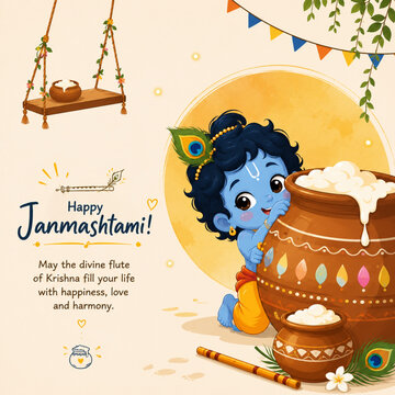 Happy Janmashtami &ndash; Indian Hindu Festival Celebration