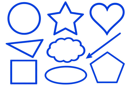 blue geometric shapes on white background