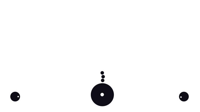Below, several large and small circles with holes are twitching or shaking.