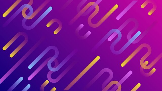 Abstract Neon Rounded Lines Moving Diagonally on Purple Gradient Background