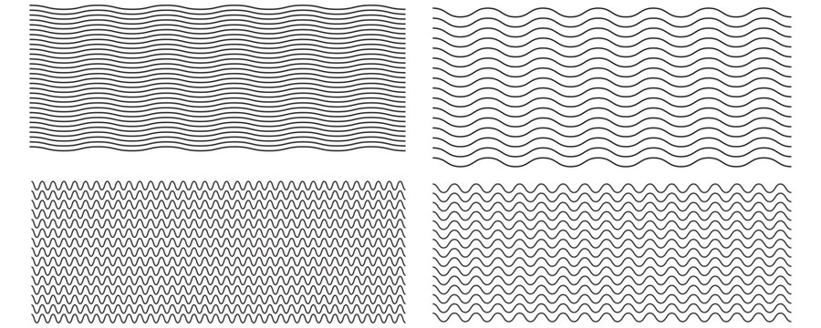Waves line set. Wave ornament pattern. Set of wavy zigzag lines. Wave thin line background. Vector zigzag and wavy horizontal underline. Vector