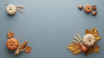 Fototapeta premium A beautifully arranged 3d rendering depicting a canadian thanksgiving celebration with pumpkins gourds and autumn leaves creating a warm and inviting festive atmosphere