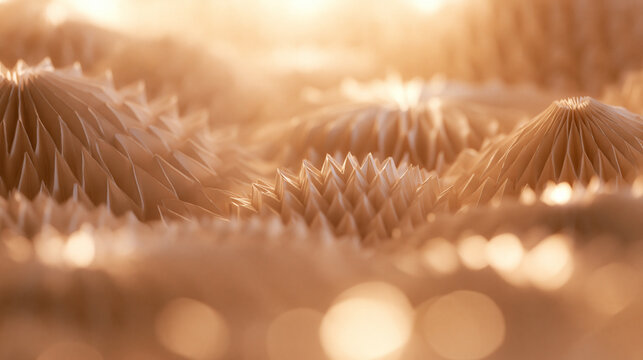 Abstract Geometric Paper Landscape with Warm Golden Lighting