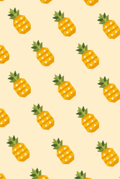A pattern of yellow pineapples on a white background